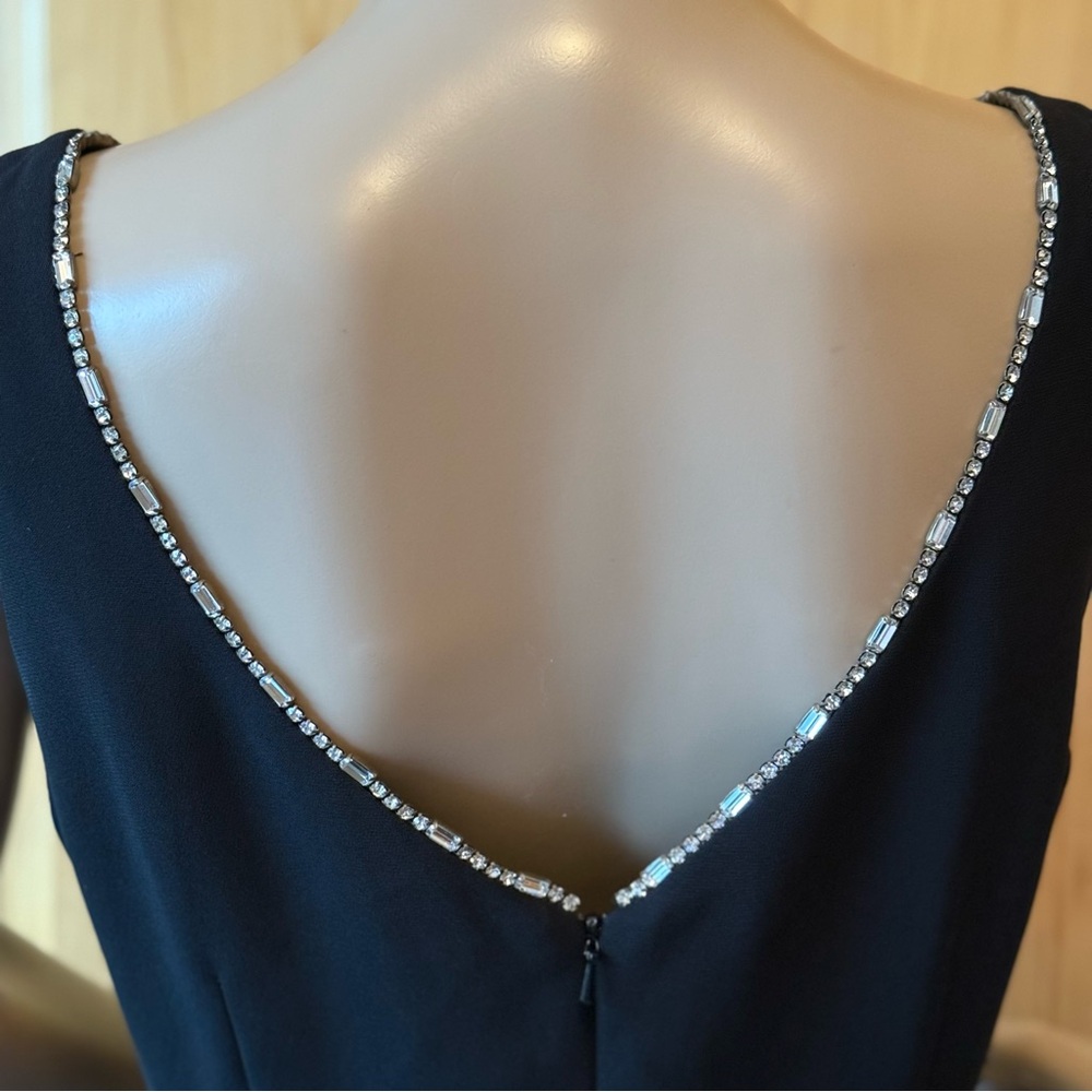 Vintage Andrea Pollizzi for Rex Lester Black Cocktail Dress 8 Rhinestone Neck - Picture 10 of 13